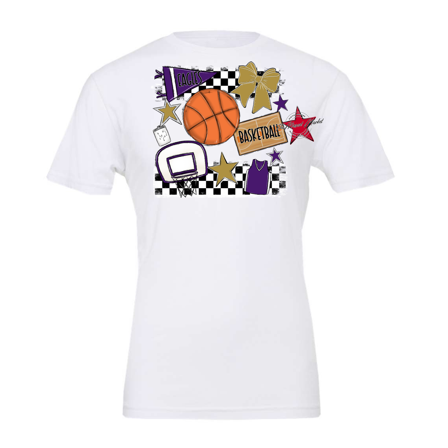 Eagles Basketball Checkers Design-Purple-Gold