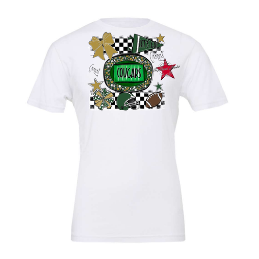 Cougars Checkers Spirit Design-Green-Gold