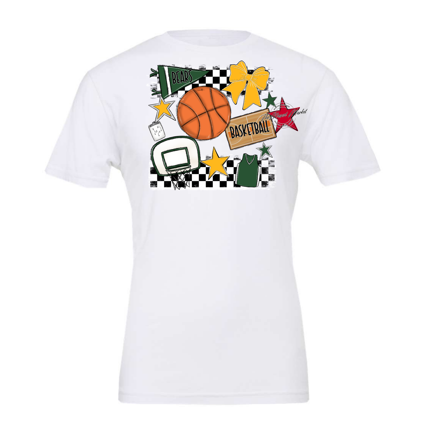 Bears Basketball Checkers Design-Green-Yellow