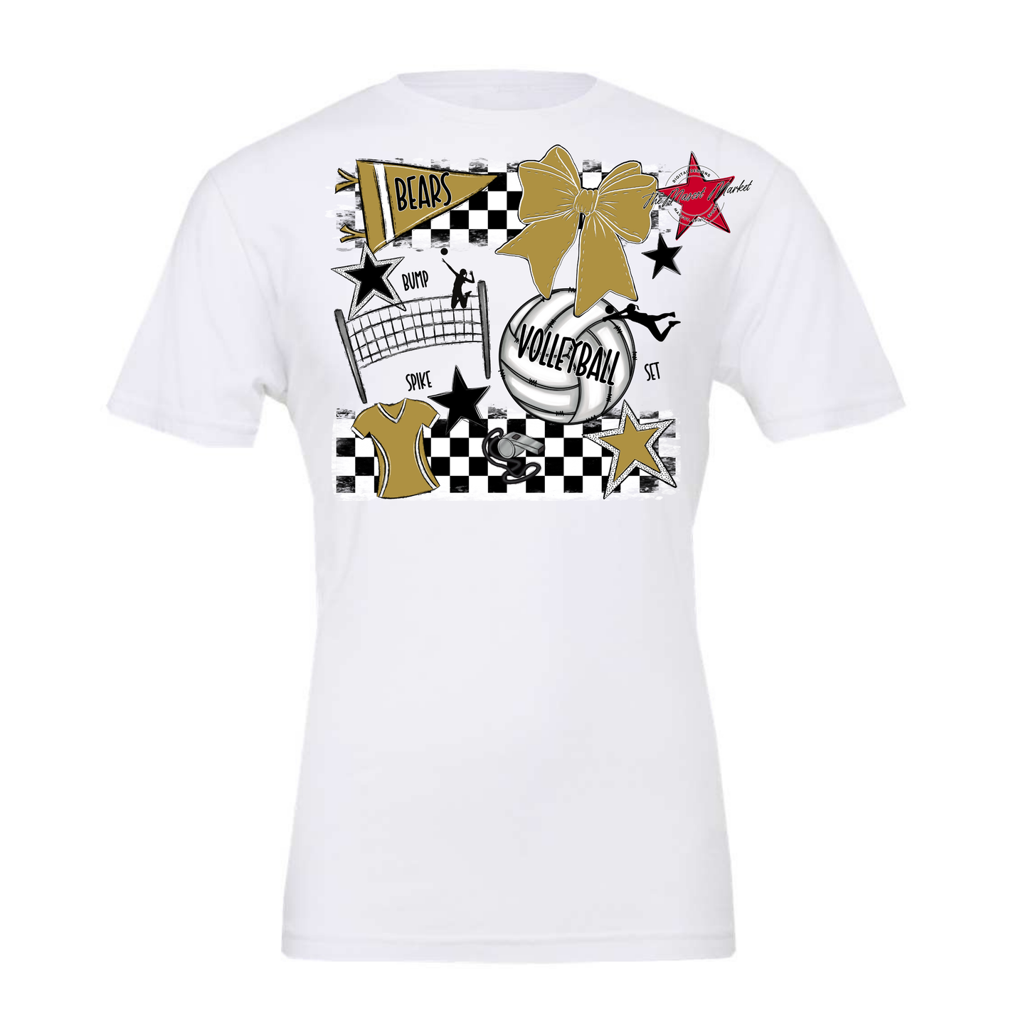 Bears Volleyball Checkers Design-Gold