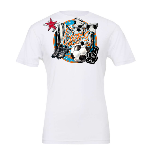 Lions Circle Soccer Design-Carolina Blue-Orange