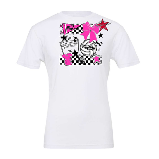 Tigers Checkers Volleyball Spirit Design-Pink