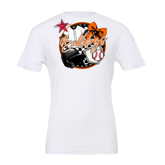 Bulldogs Circle Baseball Design-Orange