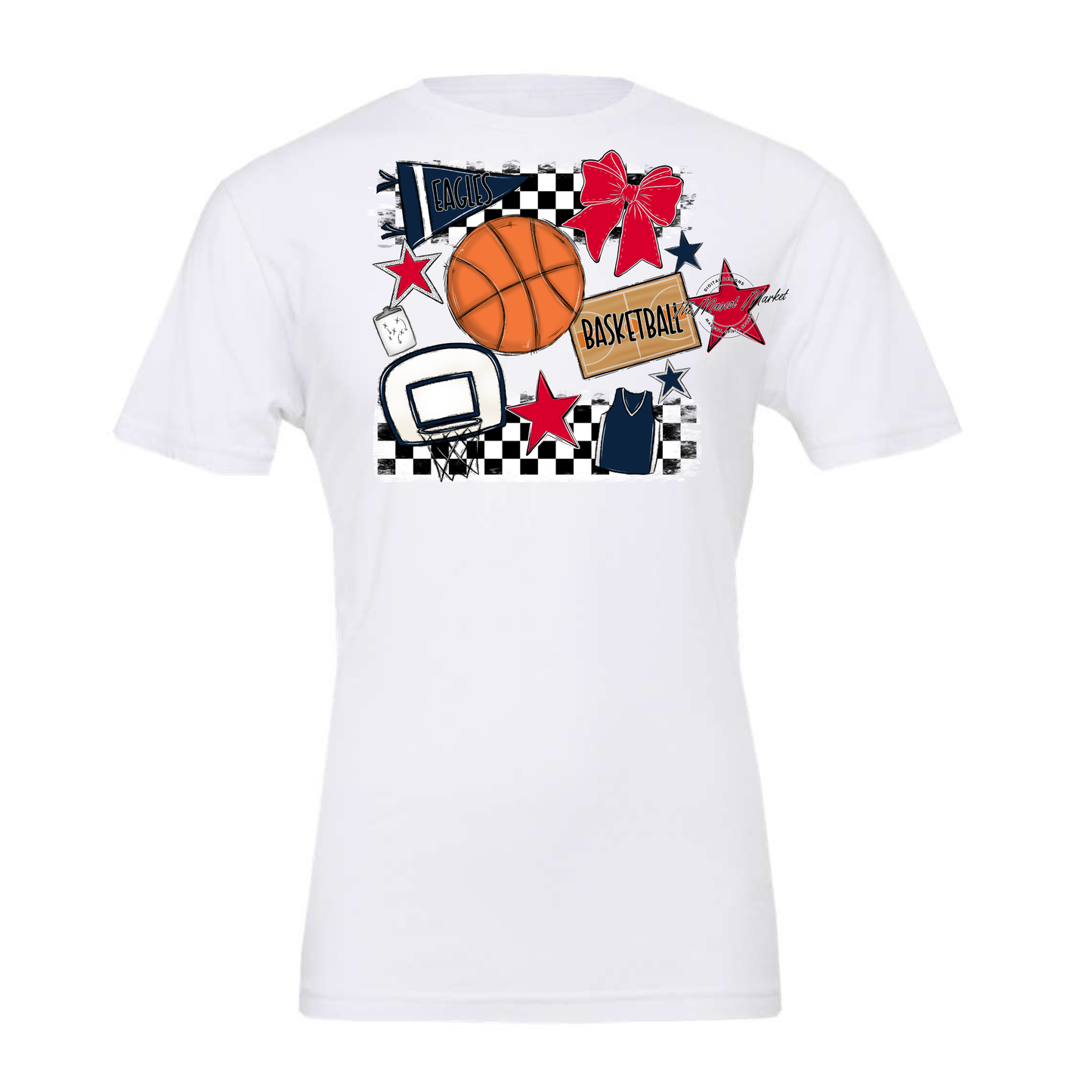 Eagles Basketball Checkers Design-Navy-Red
