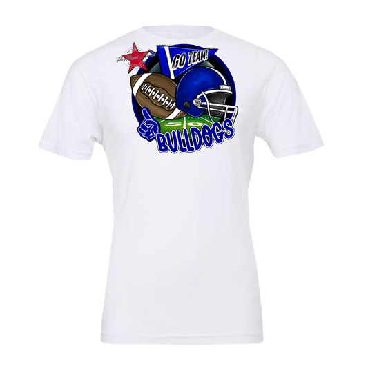 Bulldogs Circle Football Design-Blue