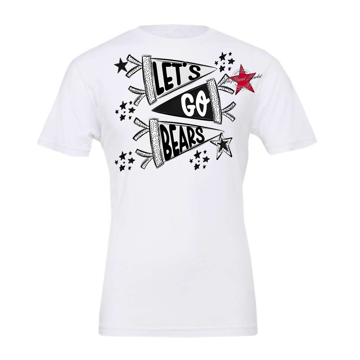 Let's Go Bears Flag Deisgn-Black & White