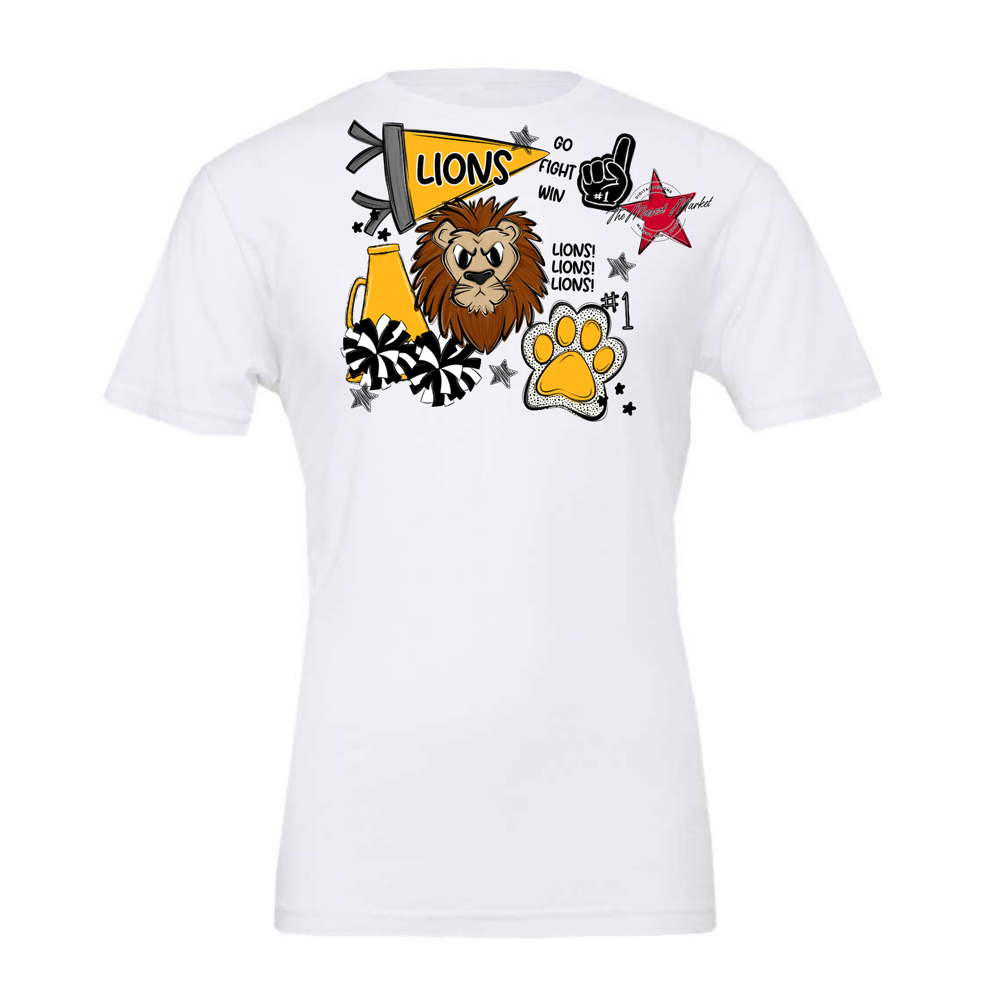 Lions Mixed Mascot Spirit Design-Yellow