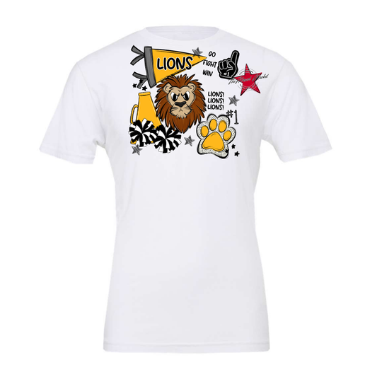 Lions Mixed Mascot Spirit Design-Yellow