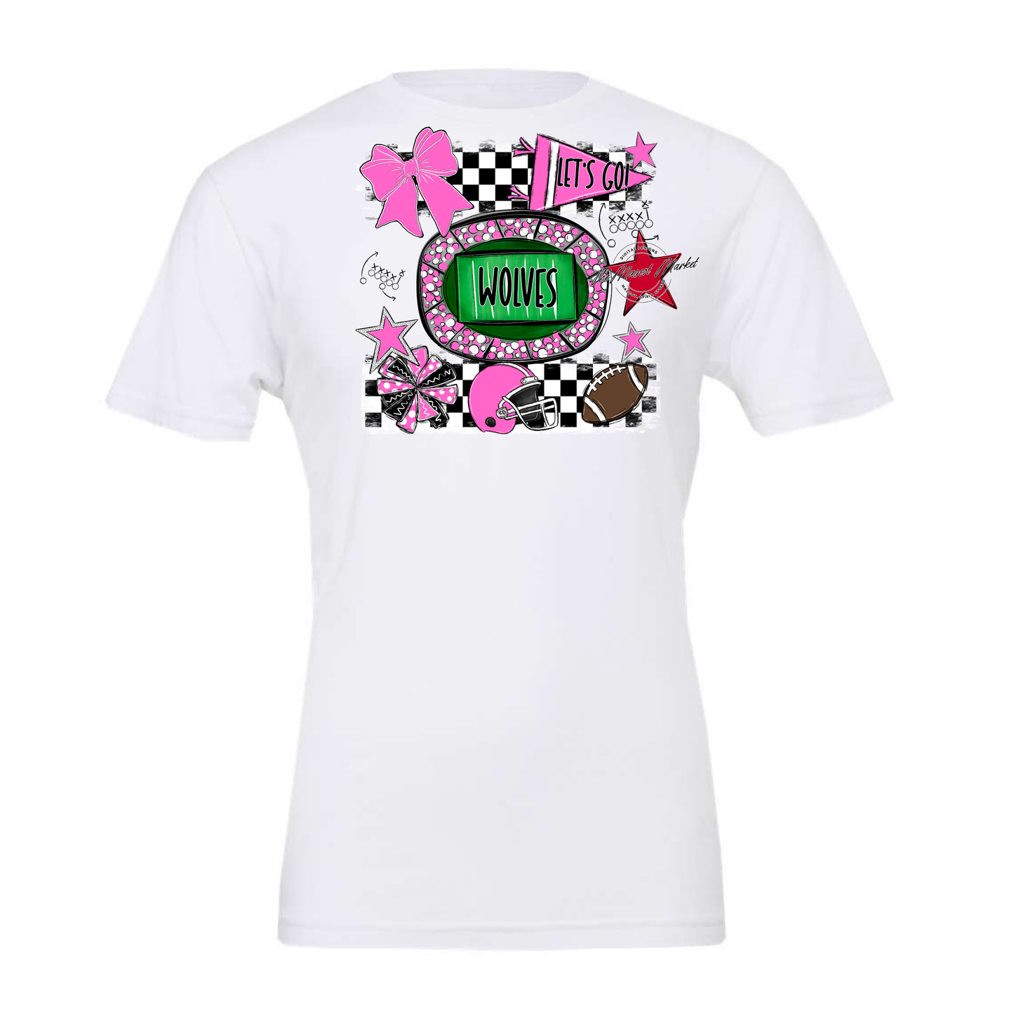 Wolves Checkers Spirit Design-Baby Pink