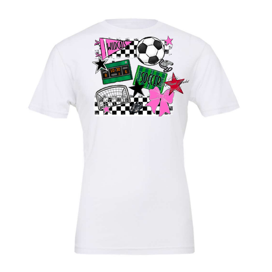 Wildcats Checkers Soccer Spirit Design-Baby Pink