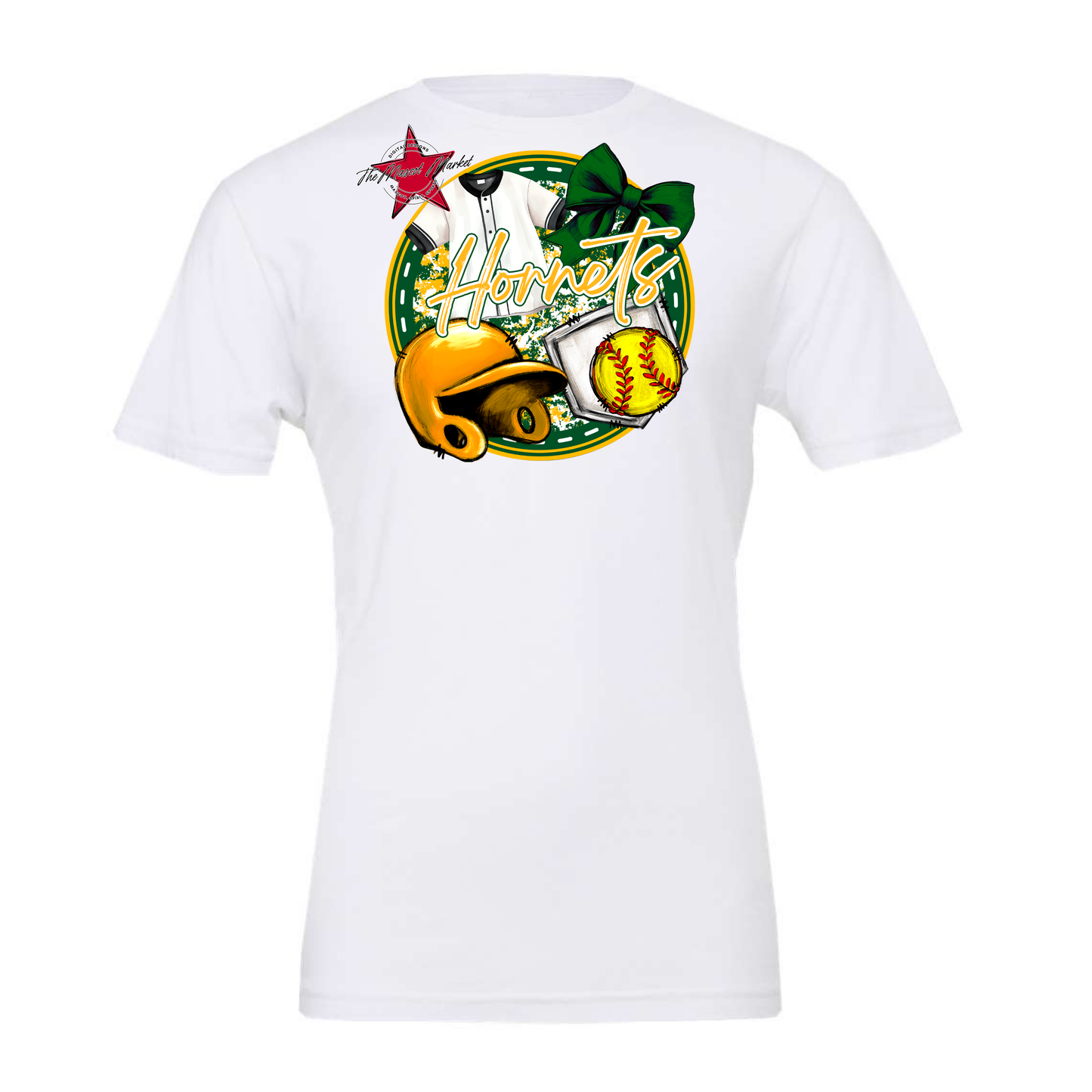 Hornets Circle Softball Design-Green-Yellow