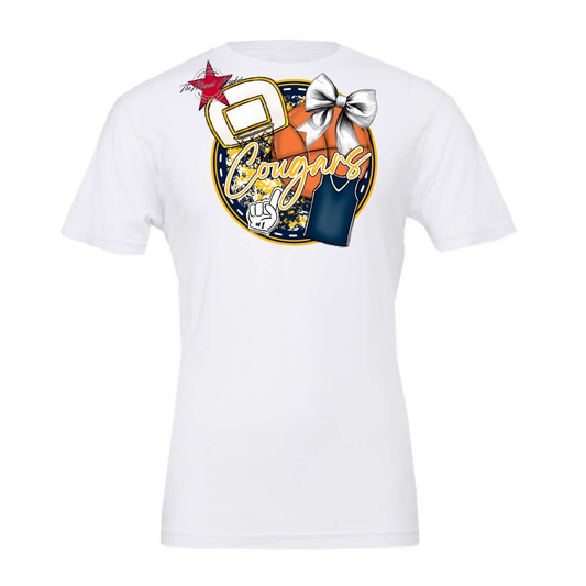 Cougars Circle Basketball Design-Navy-Yellow