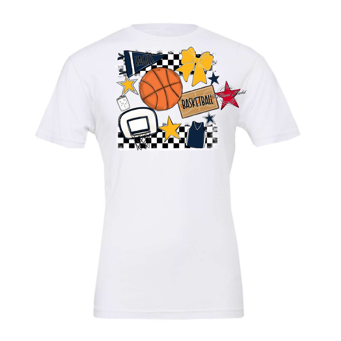 Eagles Basketball Checkers Design-Navy-Yellow