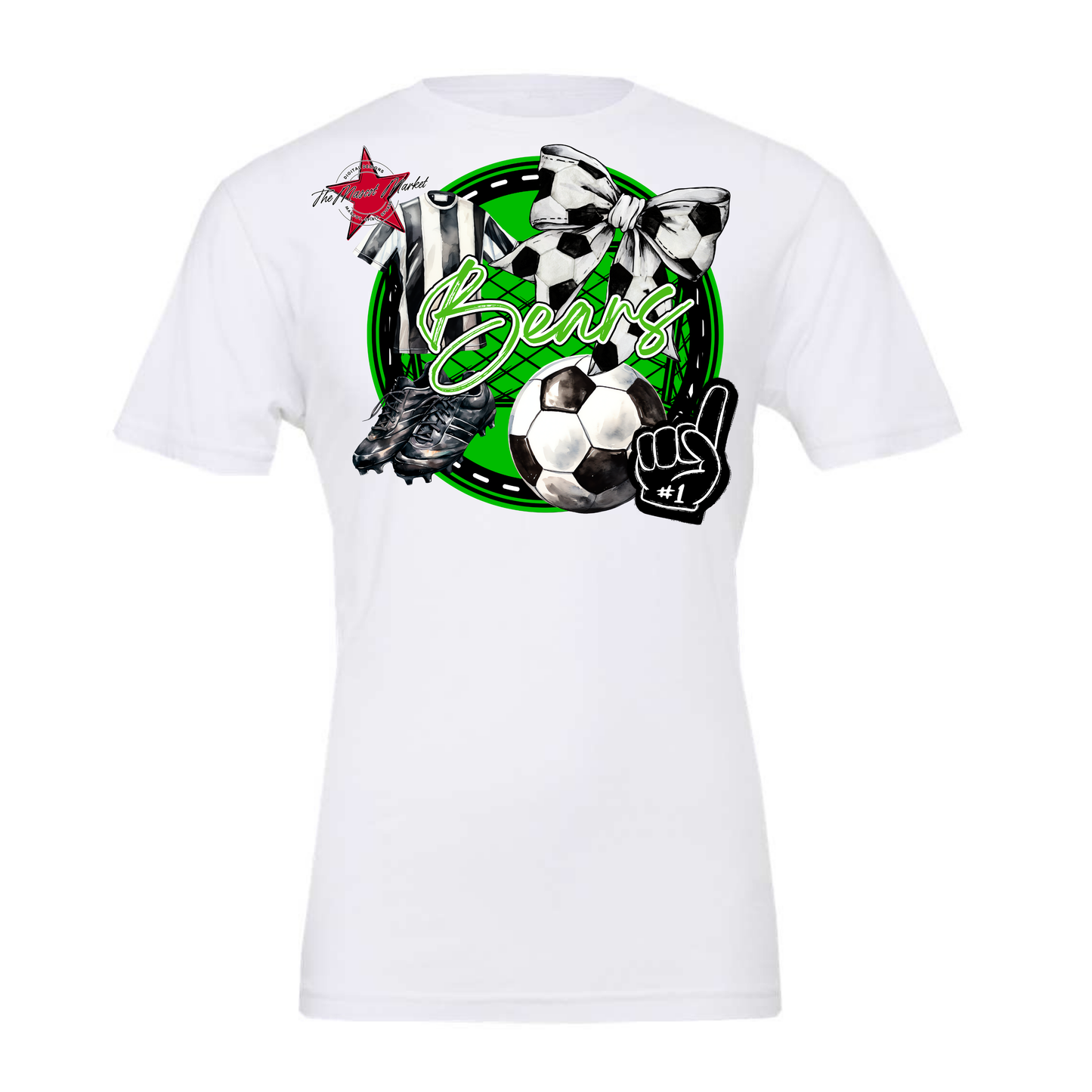 Bears Circle Soccer Design-Bright Green