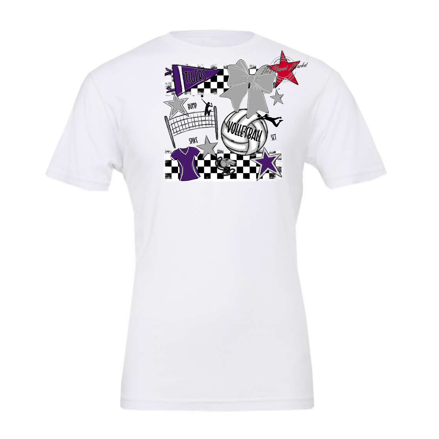 Tigers Checkers Volleyball Spirit Design-Purple-Grey