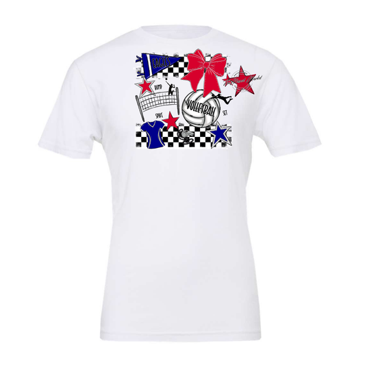 Eagles Volleyball Checkers Design-Carolina Blue-Red