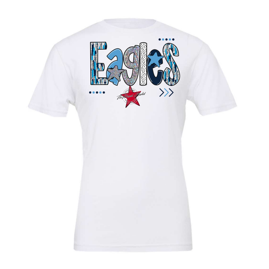 Eagles Brushstroke Alpha Design-Navy-Carolina Blue