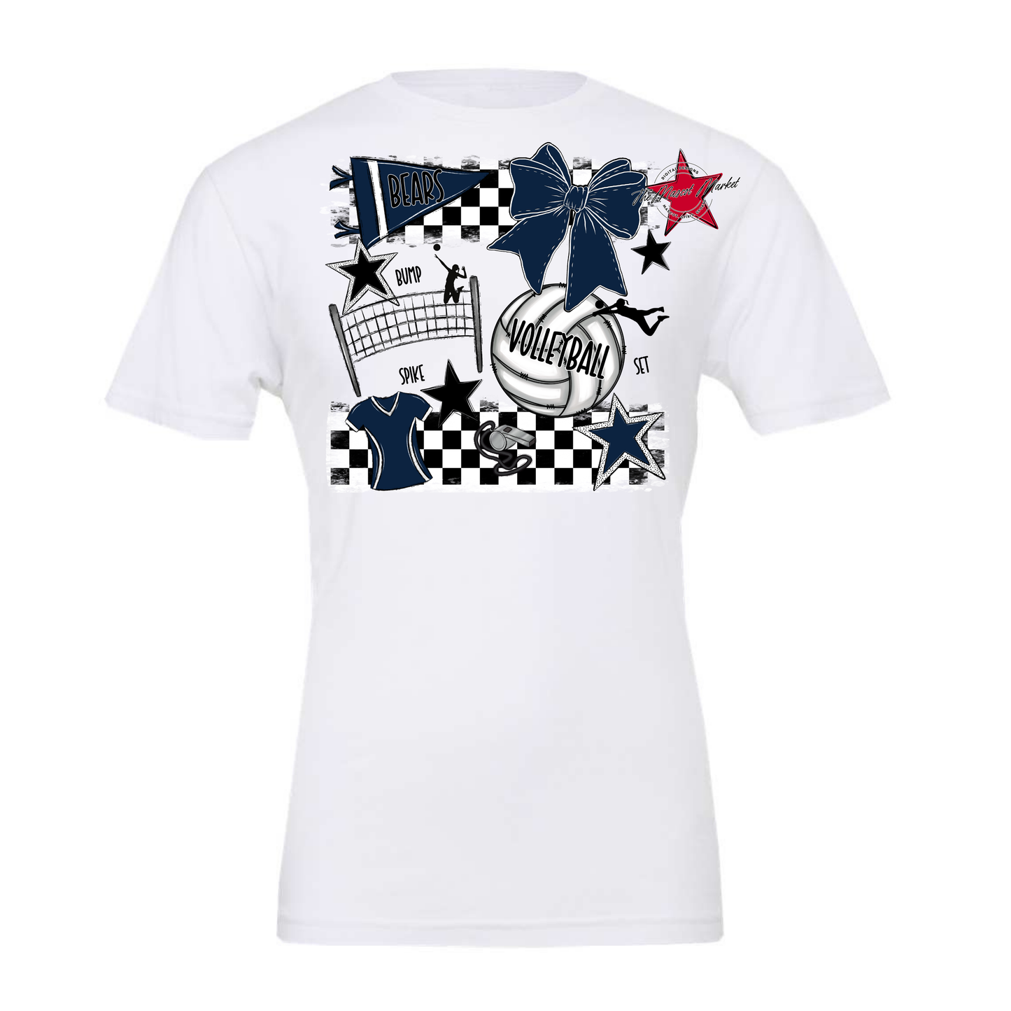 Bears Volleyball Checkers Design-Navy