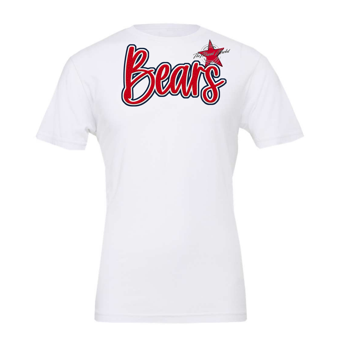 Bears Faux Chenille Patch Design-Navy-Red