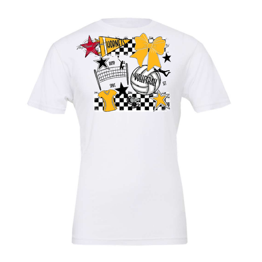 Hornets Checkers Volleyball Spirit Design-Yellow