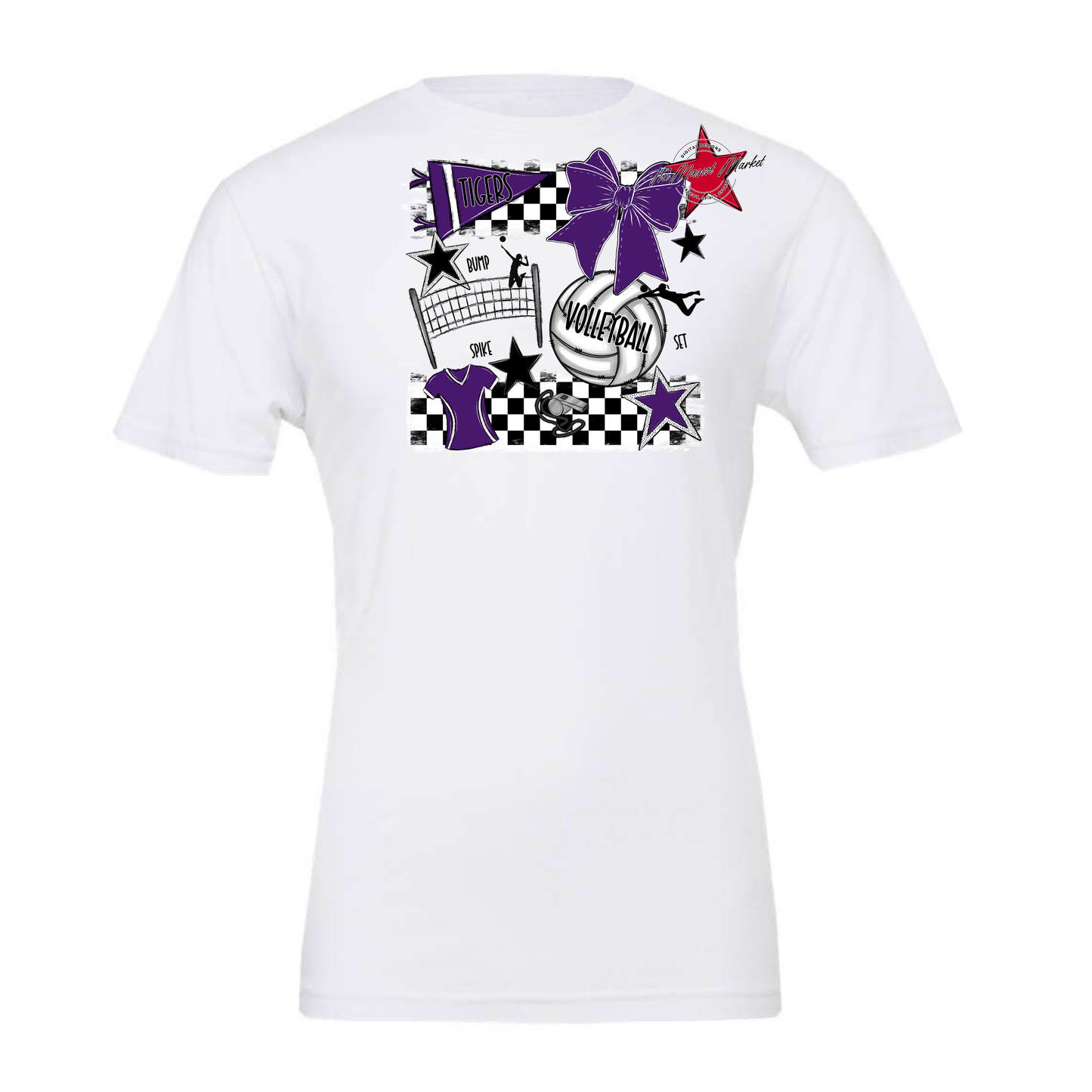 Tigers Checkers Volleyball Spirit Design-Purple