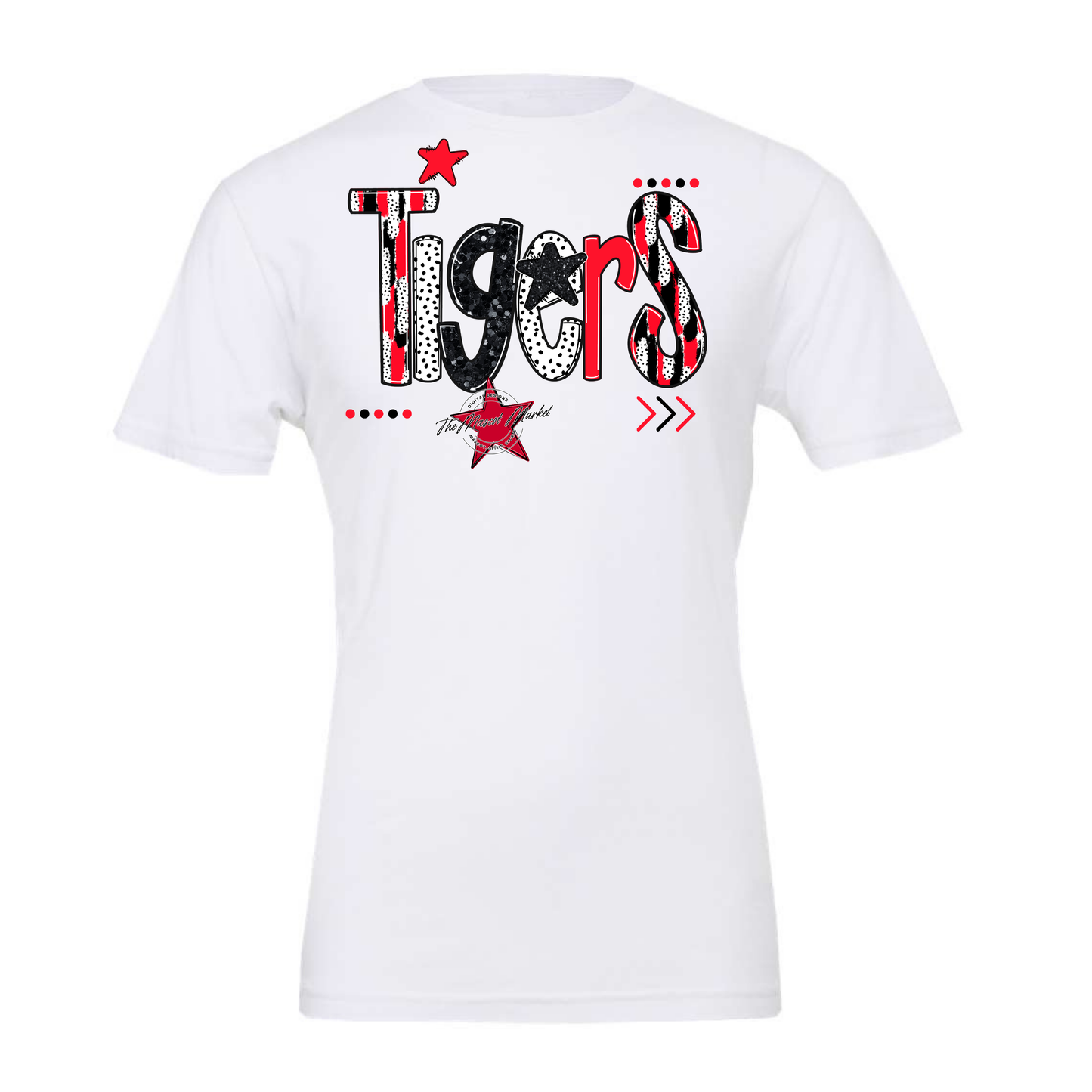 Tigers Brushstroke Alpha w Arrows-Bright Red