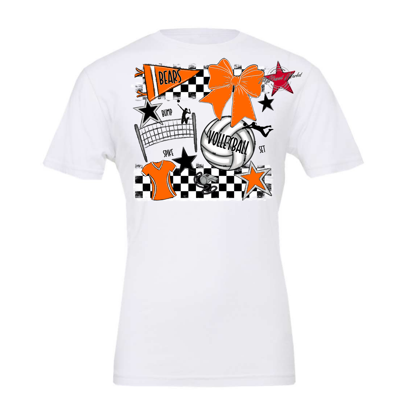 Bears Volleyball Checkers Design-Orange
