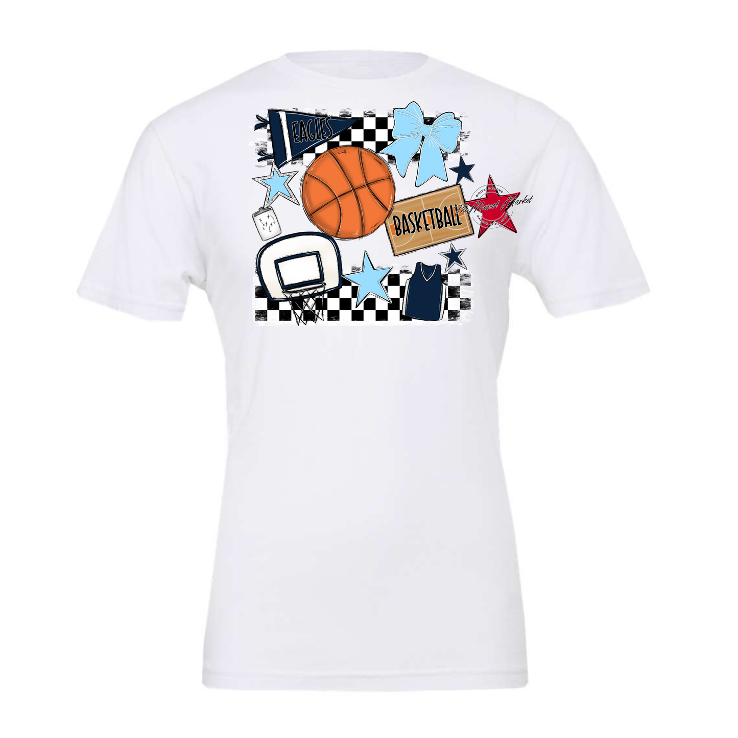 Eagles Basketball Checkers Design-Navy-Columbia Blue
