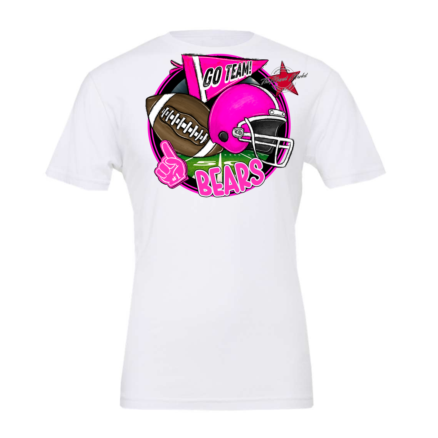 Bears Circle Football Design-Pink