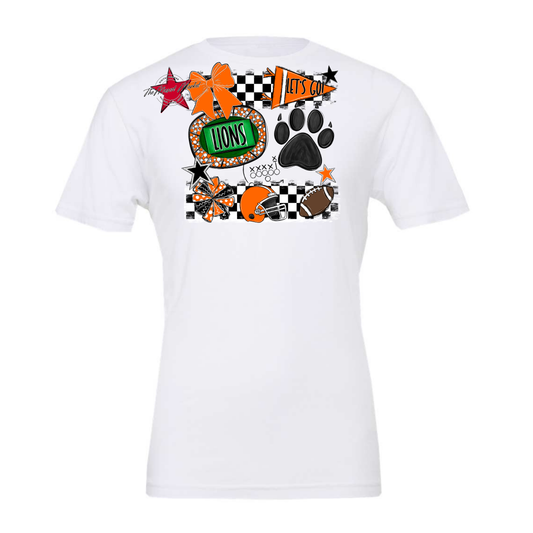 Lions Checkers Mascot Spirit Design w Paw-Orange