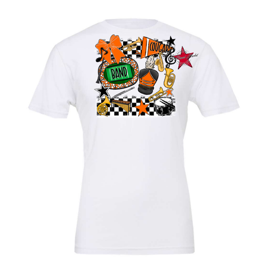 Cougars Checkers Band Spirit Design-Orange