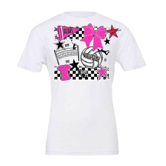 Bears Volleyball Checkers Design-Pink