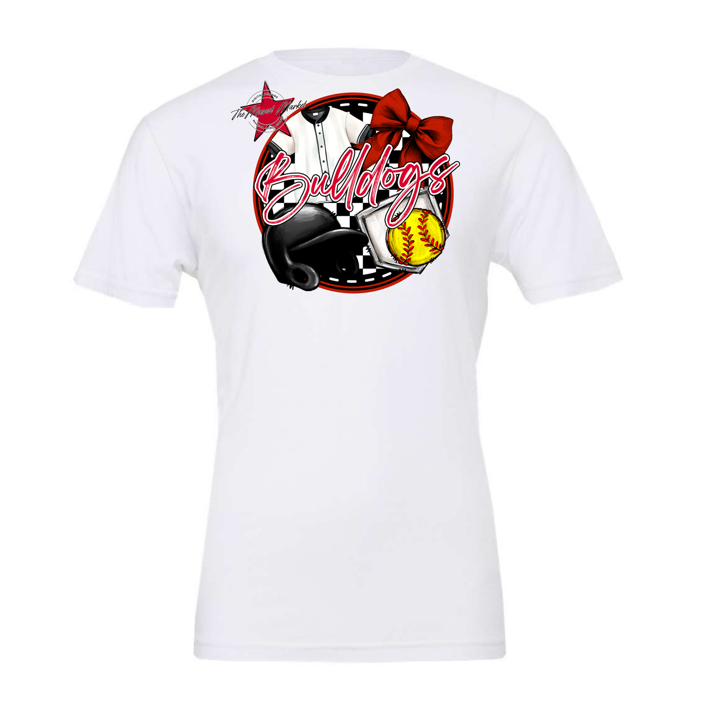 Bulldogs Circle Softball Design-Red