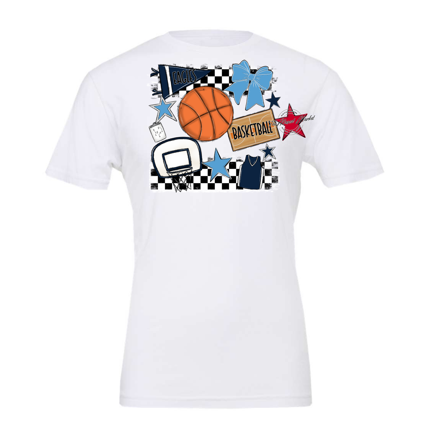 Eagles Basketball Checkers Design-Navy-Carolina Blue