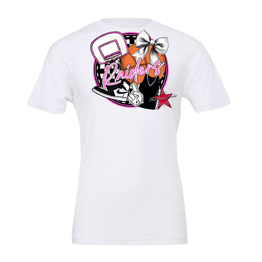Raiders Circle Basketball Design-Baby Pink