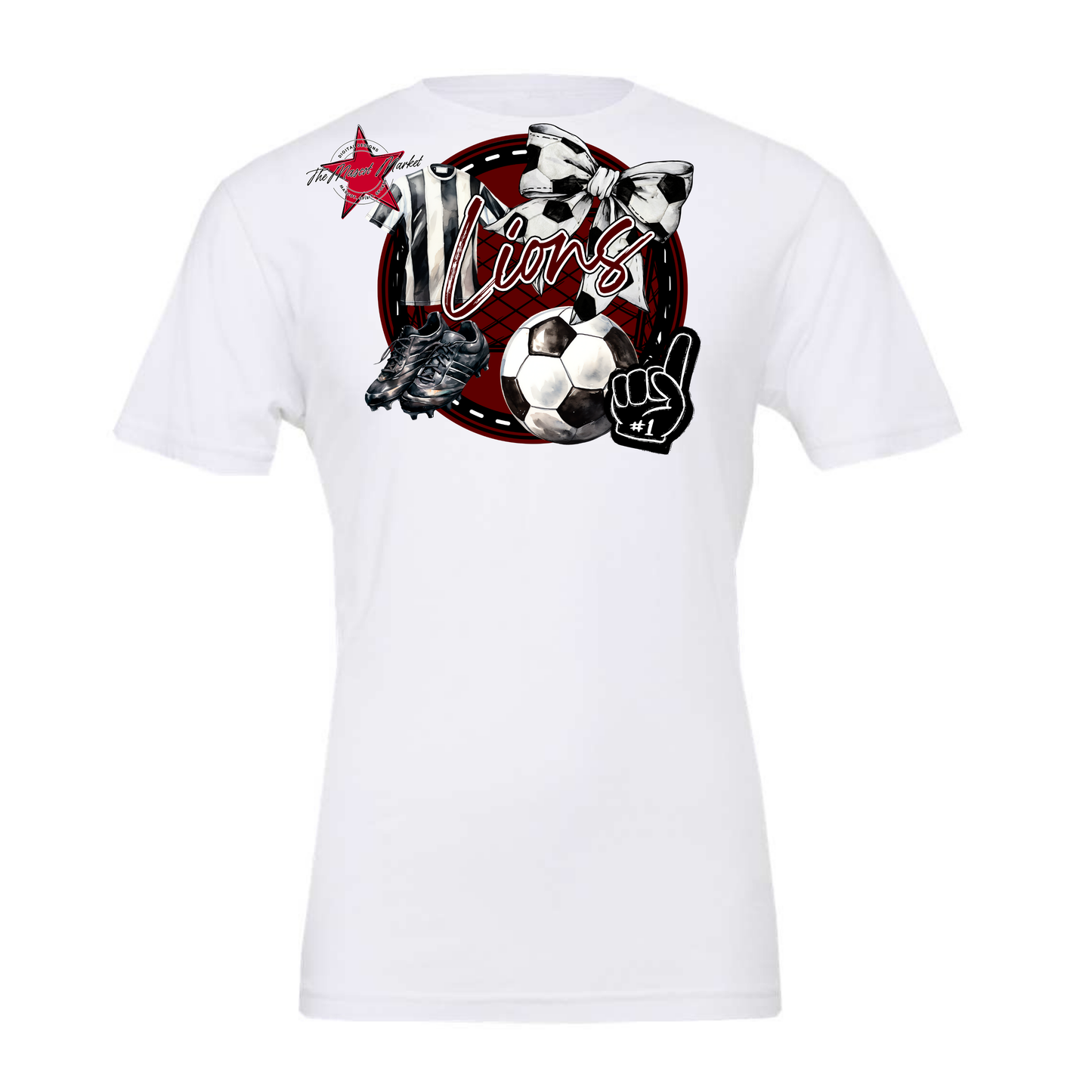 Lions Circle Soccer Design-Maroon