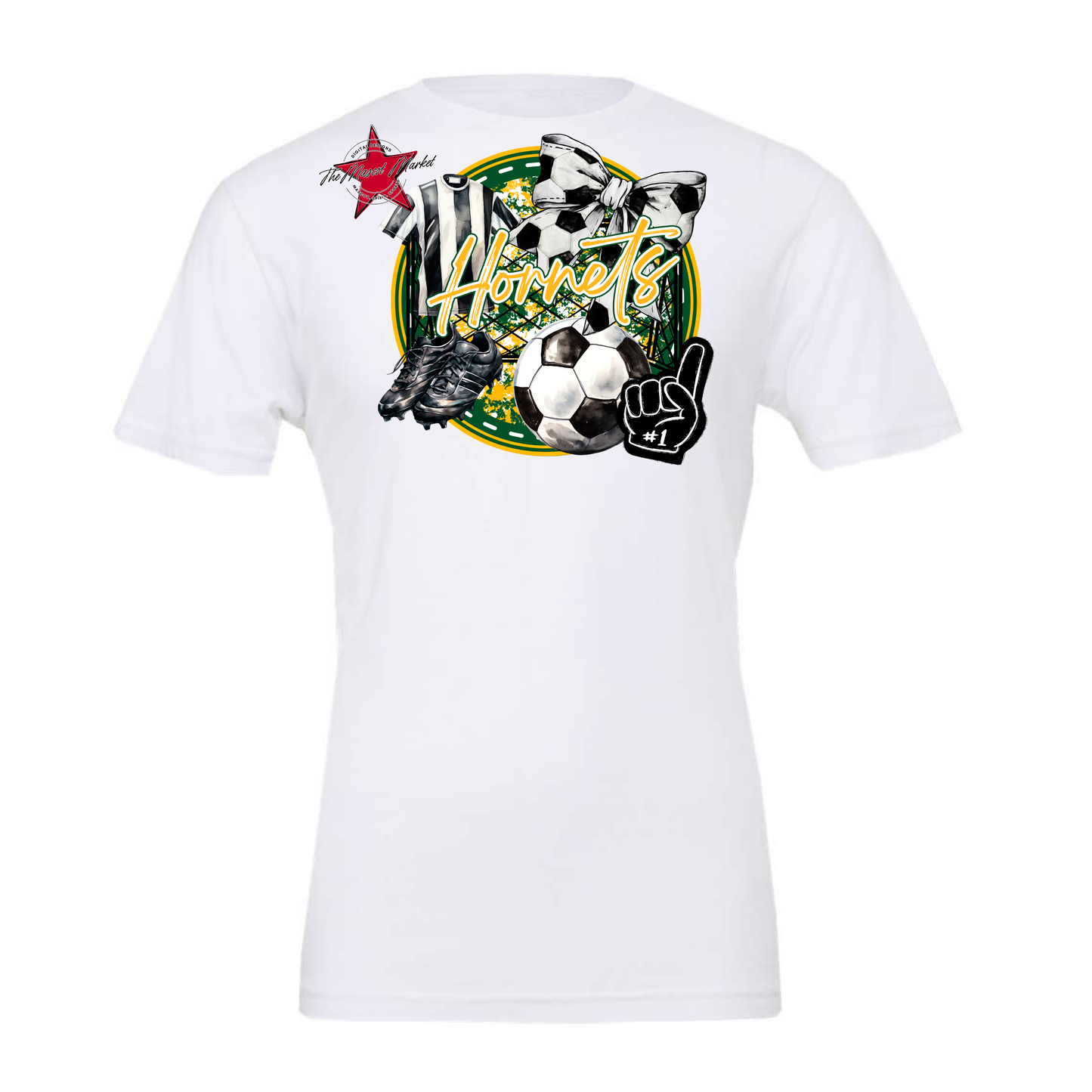 Hornets Circle Soccer Design-Green-Yellow