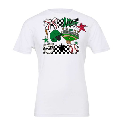 Hornets Checkers Baseball Spirit Design-Kelly Green