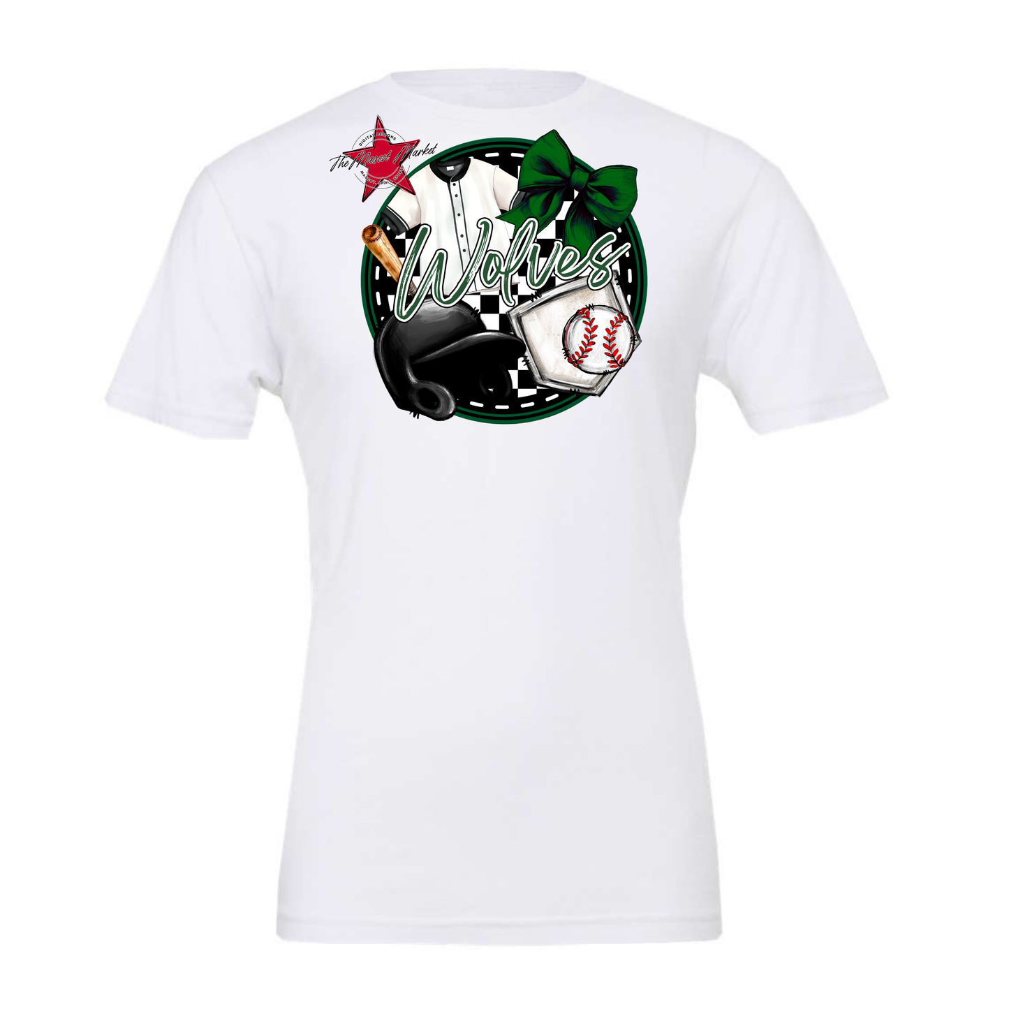 Wolves Circle Baseball Design-Green