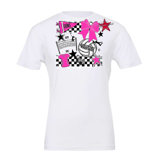 Lions Checkers Volleyball Spirit Design-Pink