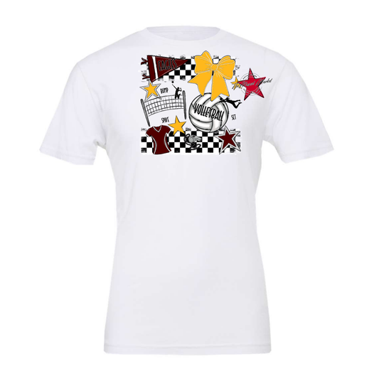 Eagles Volleyball Checkers Design-Maroon-Yellow