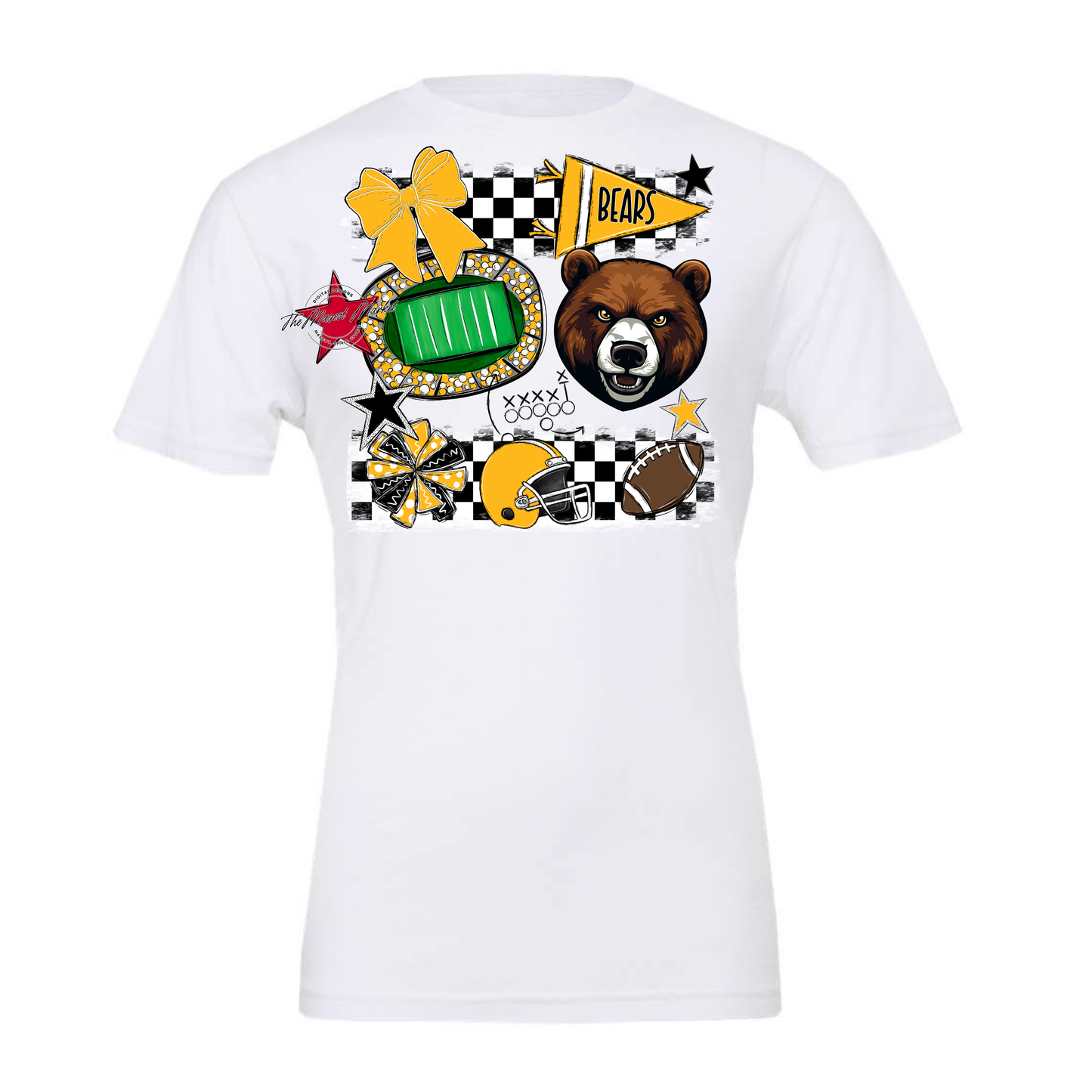 Bears Checker Mascot Spirit Design-Yellow