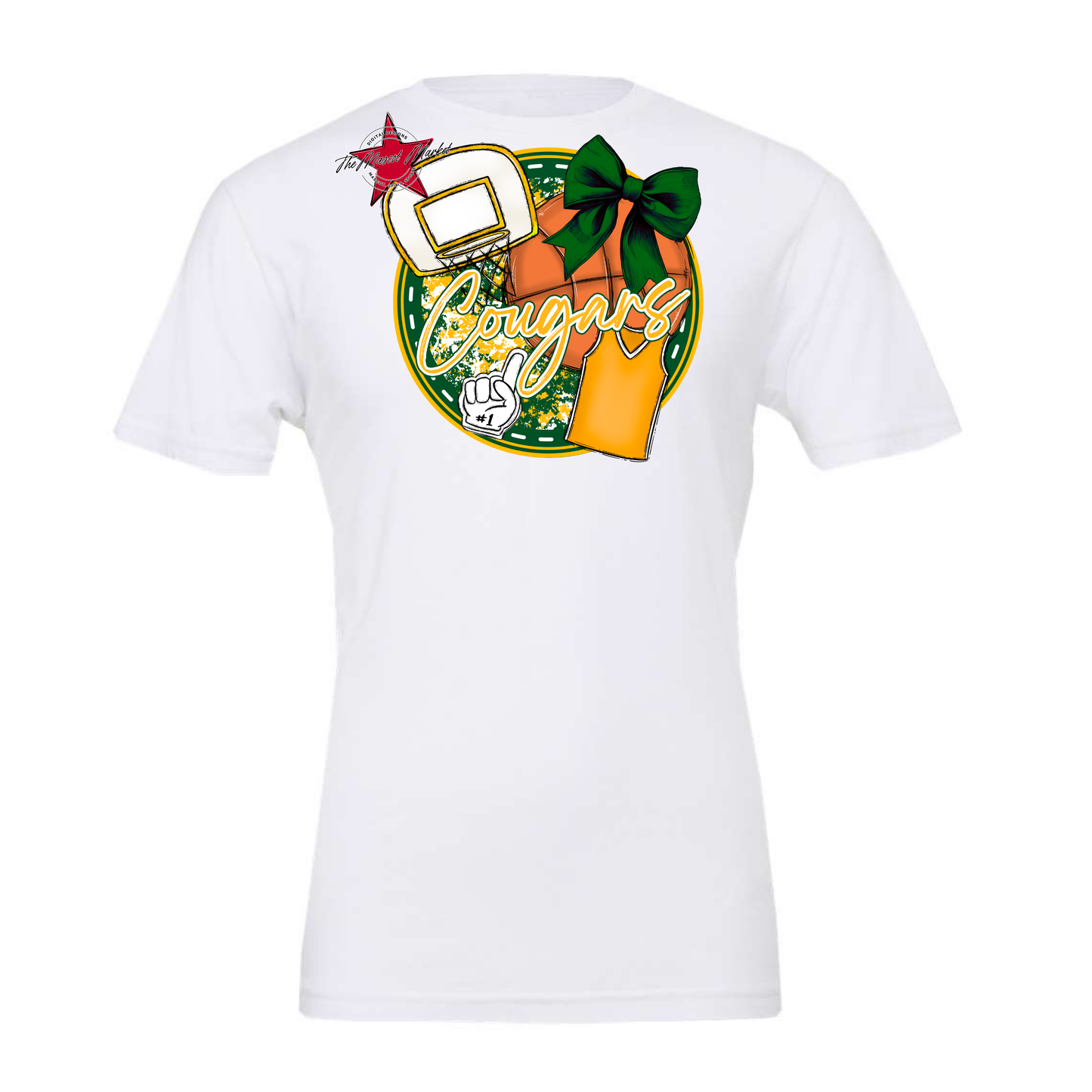 Cougars Circle Basketball Design-Green-Yellow