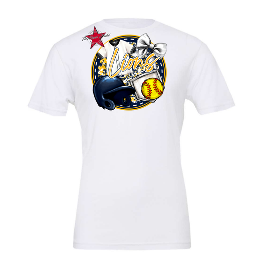 Lions Circle Softball Design-Navy-Yellow