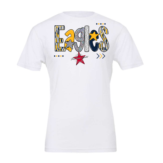 Eagles Brushstroke Alpha Design-Navy-Yellow