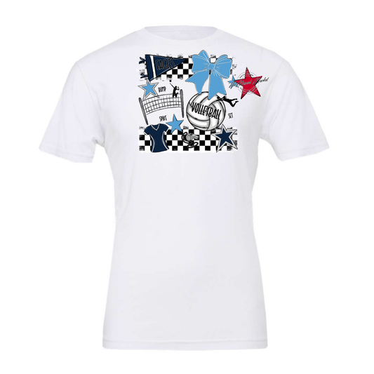 Eagles Volleyball Checkers Design-Navy-Carolina Blue