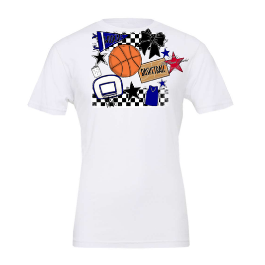 Wildcats Checkers Basketball Spirit Design-Blue