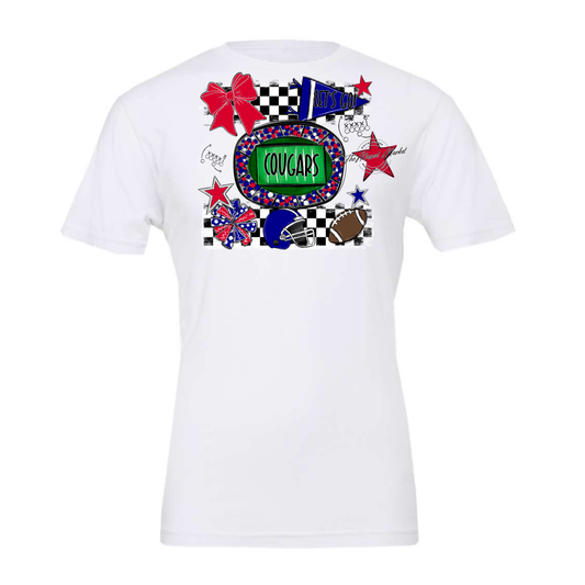 Cougars Checkers Spirit Design-Royal Blue-Red