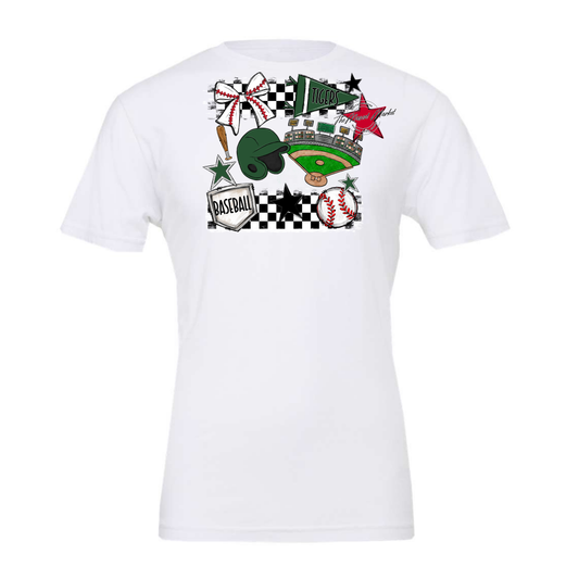 Tigers Checkers Baseball Spirit Design-Green