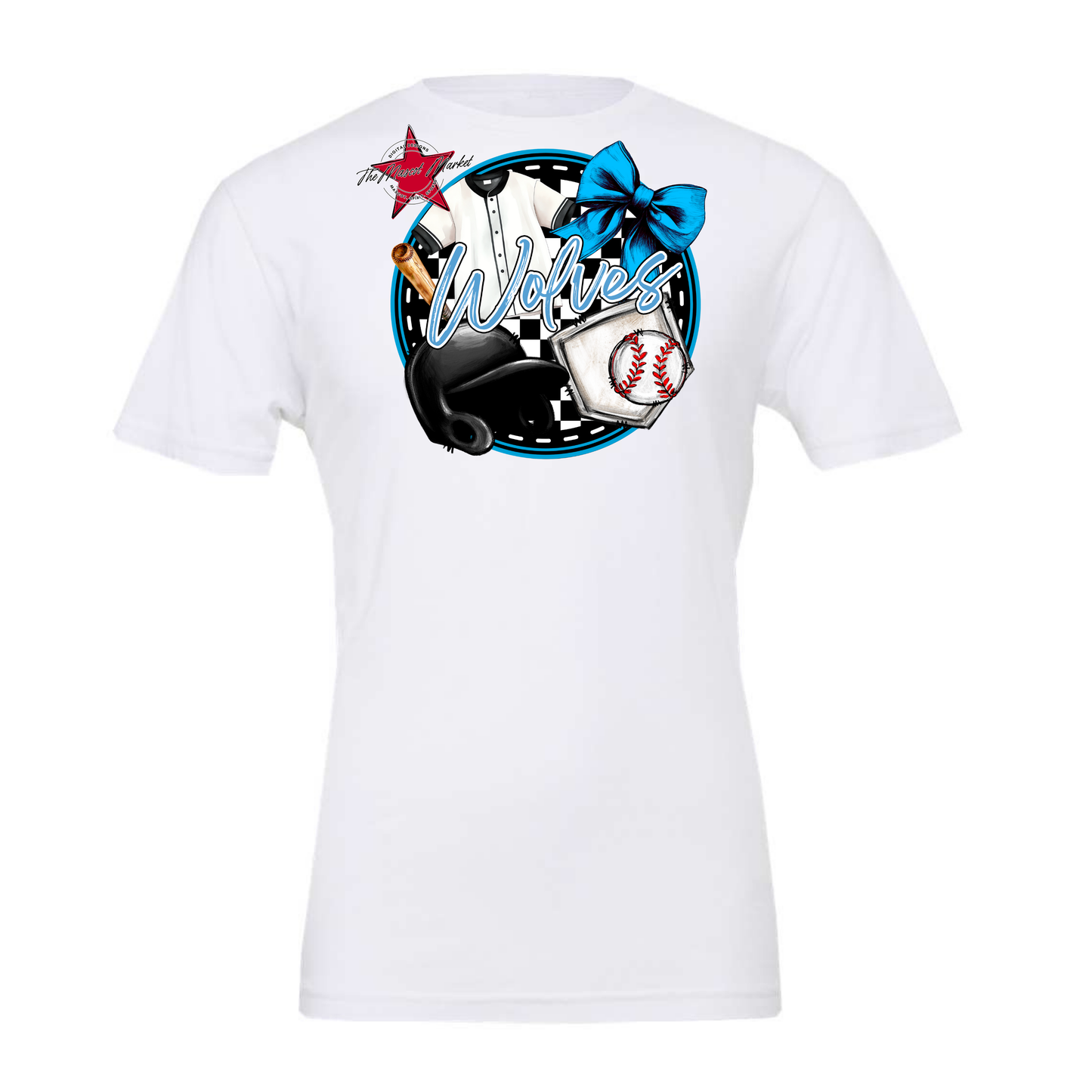 Wolves Circle Baseball Design-Carolina Blue